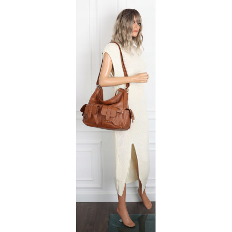 Torebka Damska Shopperka Pojemna Modna Torba Listonoszka 9560 Brązowa