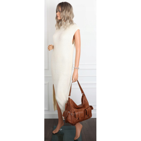 Torebka Damska Shopperka Pojemna Modna Torba Listonoszka 9560 Brązowa