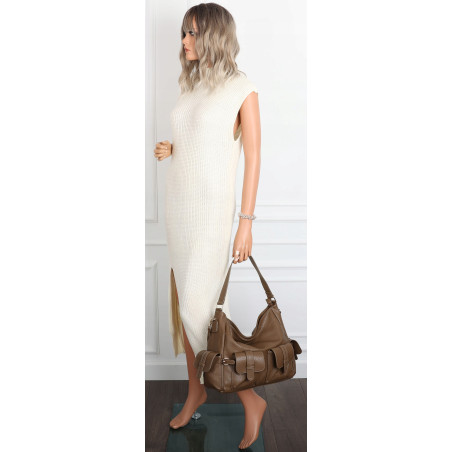 Torebka Damska Shopperka Pojemna Modna Torba Listonoszka 9560 Brązowa