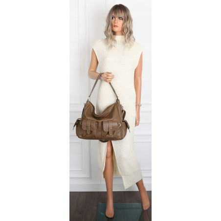 Torebka Damska Shopperka Pojemna Modna Torba Listonoszka 9560 Brązowa