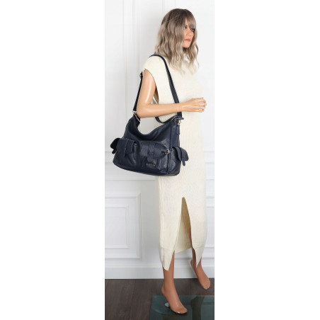 Torebka Damska Shopperka Pojemna Modna Torba Listonoszka 9560 Niebieska