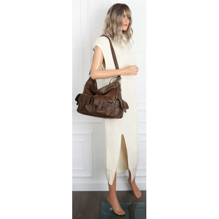 Torebka Damska Shopperka Pojemna Modna Torba Listonoszka 9560 Czekoladowa