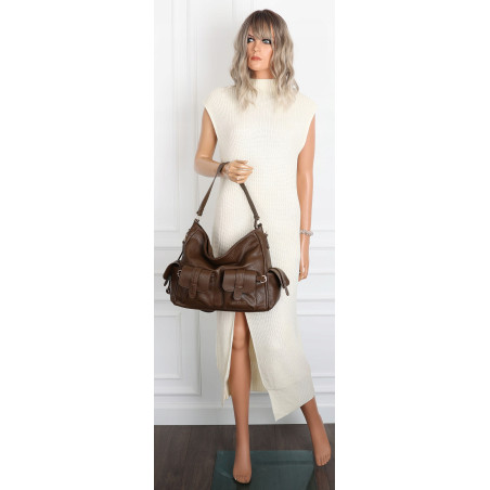 Torebka Damska Shopperka Pojemna Modna Torba Listonoszka 9560 Czekoladowa