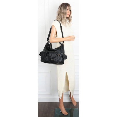 Torebka Damska Shopperka Pojemna A4 Modna Torba Listonoszka 9560 Czarna