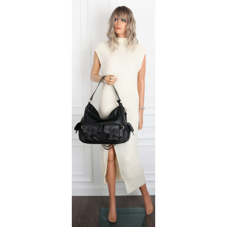 Torebka Damska Shopperka Pojemna A4 Modna Torba Listonoszka 9560 Czarna