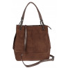 Torebka damska shopper worek zamsz elegancka lekka torba S396 Czekoladowa