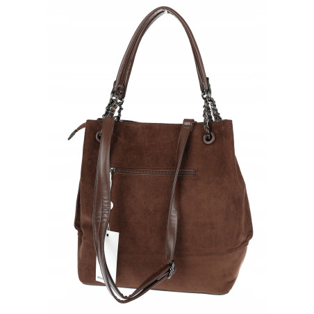 Torebka damska shopper worek zamsz elegancka lekka torba S396 Czekoladowa