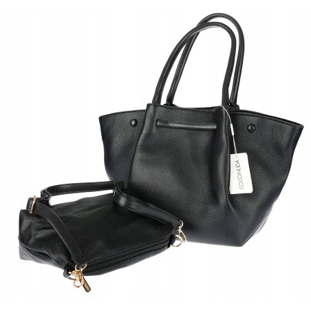Torebka Damska Shopperka Pojemna Modna Duża Torba Listonoszka 14081 Czarna