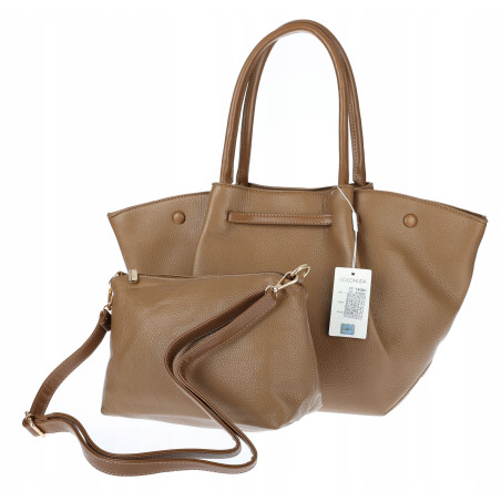 Torebka Damska Shopperka Pojemna Modna Duża Torba Listonoszka 14081 Brązowa