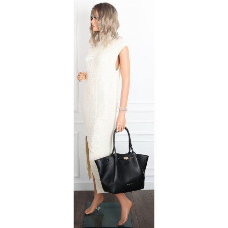 Torebka Damska Shopperka Pojemna Modna Duża Torba Listonoszka 14081 Czarna