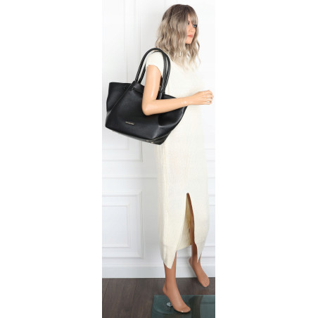Torebka Damska Shopperka Pojemna Modna Duża Torba Listonoszka 14081 Czarna