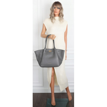Torebka Damska Shopperka Pojemna Modna Duża Torba Listonoszka 14081 Szara