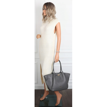 Torebka Damska Shopperka Pojemna Modna Duża Torba Listonoszka 14081 Szara