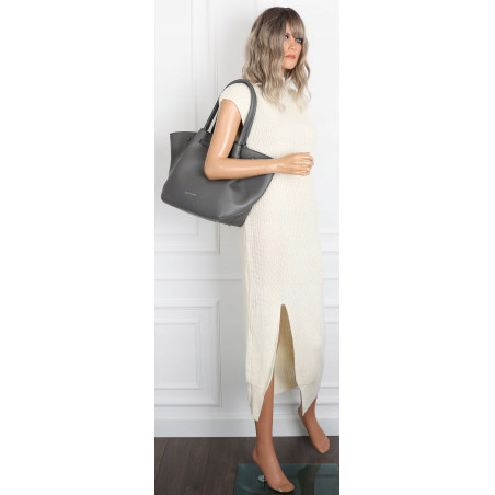 Torebka Damska Shopperka Pojemna Modna Duża Torba Listonoszka 14081 Szara