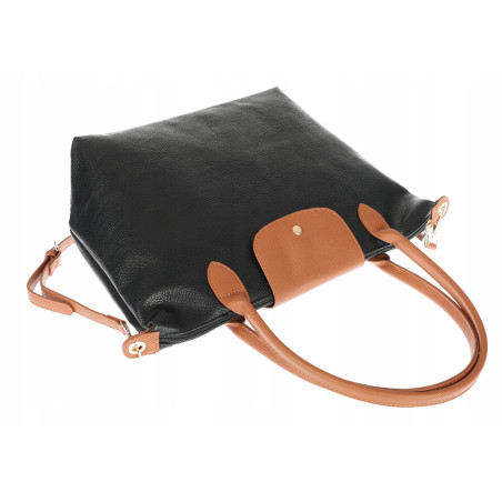 Torebka Damska Shopperka Pojemna A4 Modna Torba Listonoszka PU682 Czarna