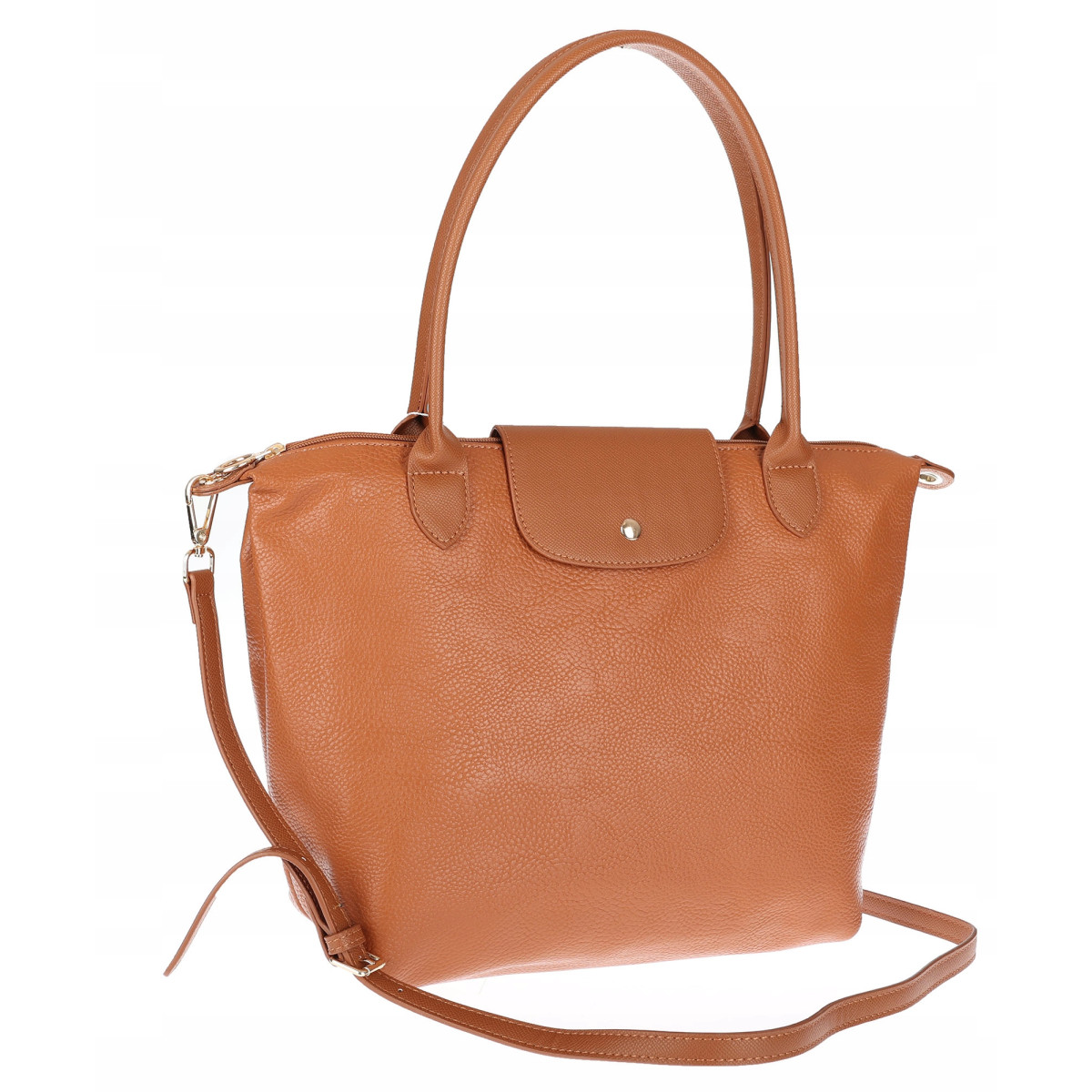 Torebka Damska Shopperka Pojemna A4 Modna Torba Listonoszka PU682 Brązowa