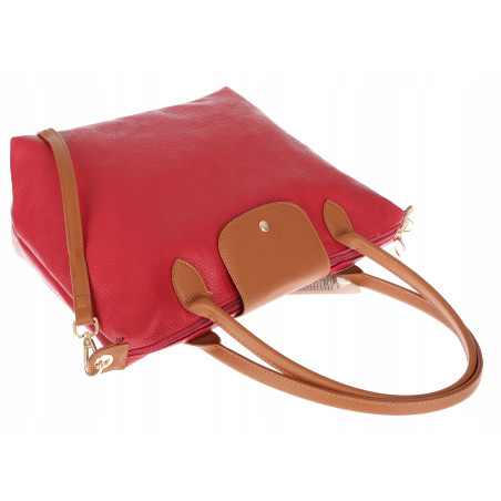 Torebka Damska Shopperka Pojemna A4 Modna Torba Listonoszka PU682 Czerwona