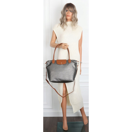 Torebka Damska Shopperka Pojemna A4 Modna Torba Listonoszka PU682 Szara