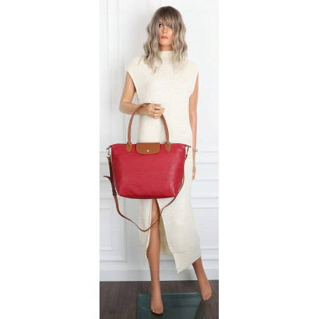 Torebka Damska Shopperka Pojemna A4 Modna Torba Listonoszka PU682 Czerwona