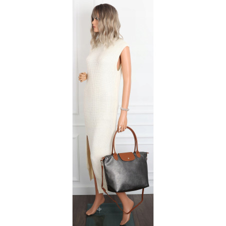 Torebka Damska Shopperka Pojemna A4 Modna Torba Listonoszka PU682 Szara