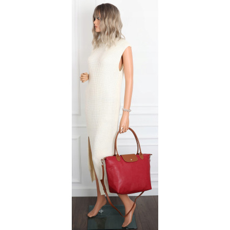 Torebka Damska Shopperka Pojemna A4 Modna Torba Listonoszka PU682 Czerwona