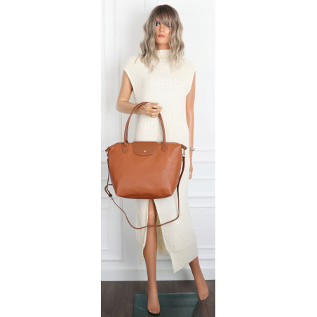 Torebka Damska Shopperka Pojemna A4 Modna Torba Listonoszka PU682 Brązowa