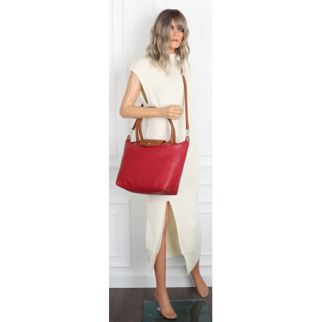 Torebka Damska Shopperka Pojemna A4 Modna Torba Listonoszka PU682 Czerwona