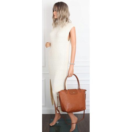 Torebka Damska Shopperka Pojemna A4 Modna Torba Listonoszka PU682 Brązowa