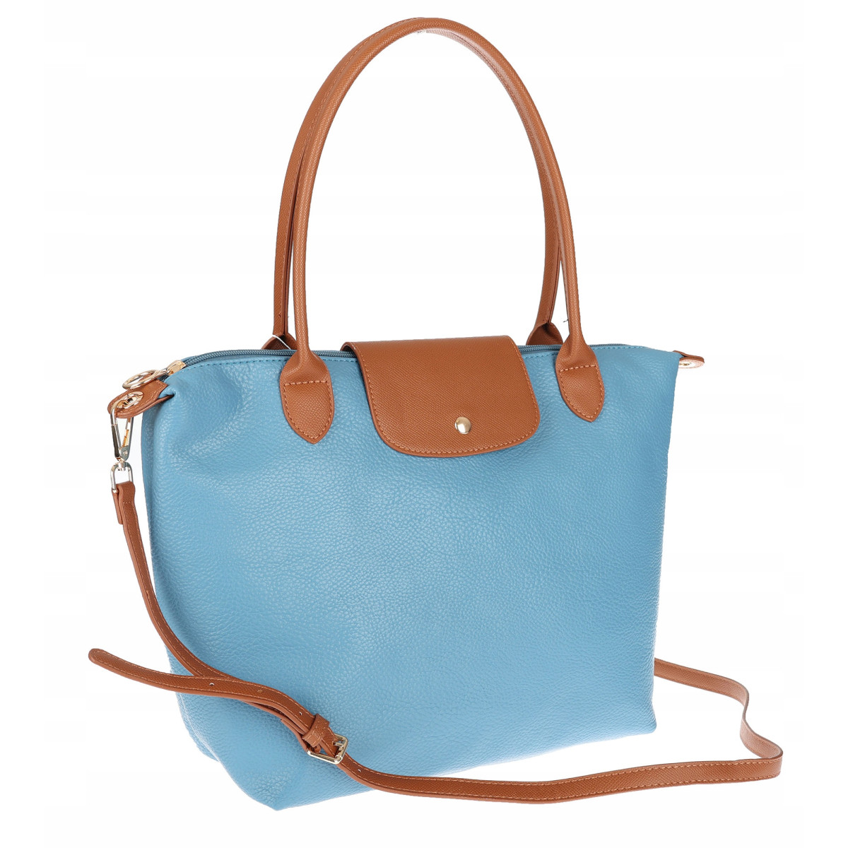 Torebka Damska Shopperka Pojemna A4 Modna Torba Listonoszka PU682 Niebieska
