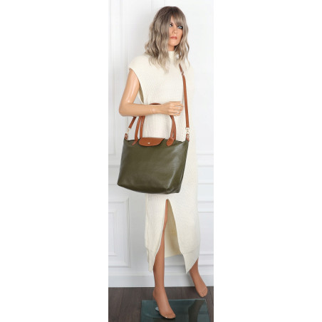 Torebka Damska Shopperka Pojemna A4 Modna Torba Listonoszka PU682 Zielona
