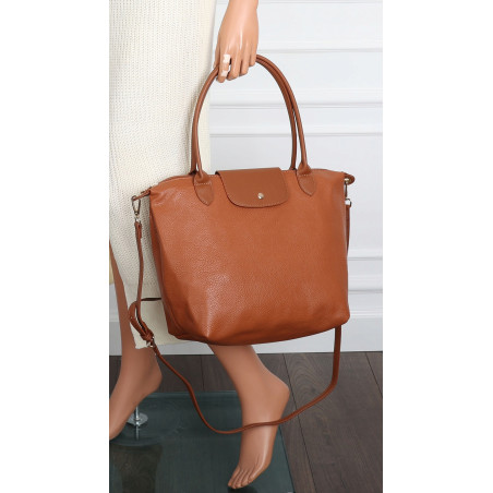 Torebka Damska Shopperka Pojemna A4 Modna Torba Listonoszka PU682 Brązowa