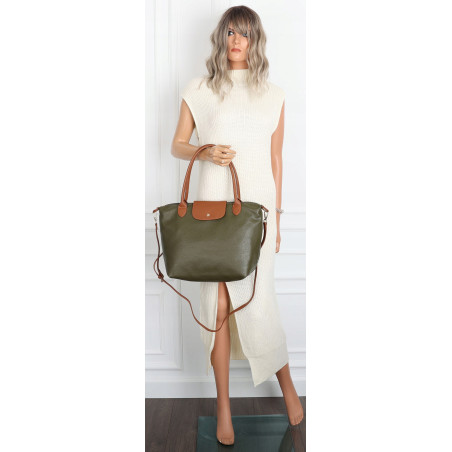 Torebka Damska Shopperka Pojemna A4 Modna Torba Listonoszka PU682 Zielona
