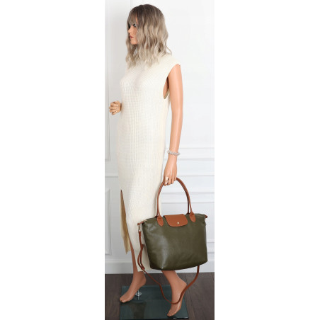 Torebka Damska Shopperka Pojemna A4 Modna Torba Listonoszka PU682 Zielona