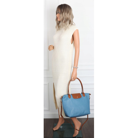 Torebka Damska Shopperka Pojemna A4 Modna Torba Listonoszka PU682 Niebieska