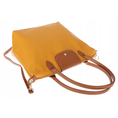 Torebka Damska Shopperka Pojemna A4 Modna Torba Listonoszka PU682 Żółta