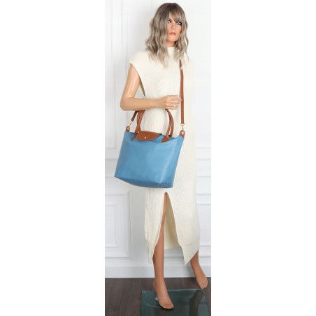 Torebka Damska Shopperka Pojemna A4 Modna Torba Listonoszka PU682 Niebieska