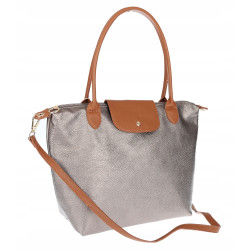 Torebka Damska Shopperka Pojemna A4 Modna Torba Listonoszka PU682 Srebrna