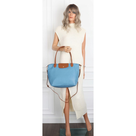 Torebka Damska Shopperka Pojemna A4 Modna Torba Listonoszka PU682 Niebieska