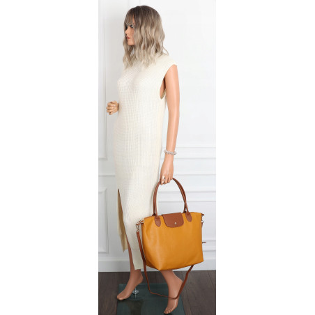 Torebka Damska Shopperka Pojemna A4 Modna Torba Listonoszka PU682 Żółta