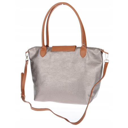 Torebka Damska Shopperka Pojemna A4 Modna Torba Listonoszka PU682 Srebrna