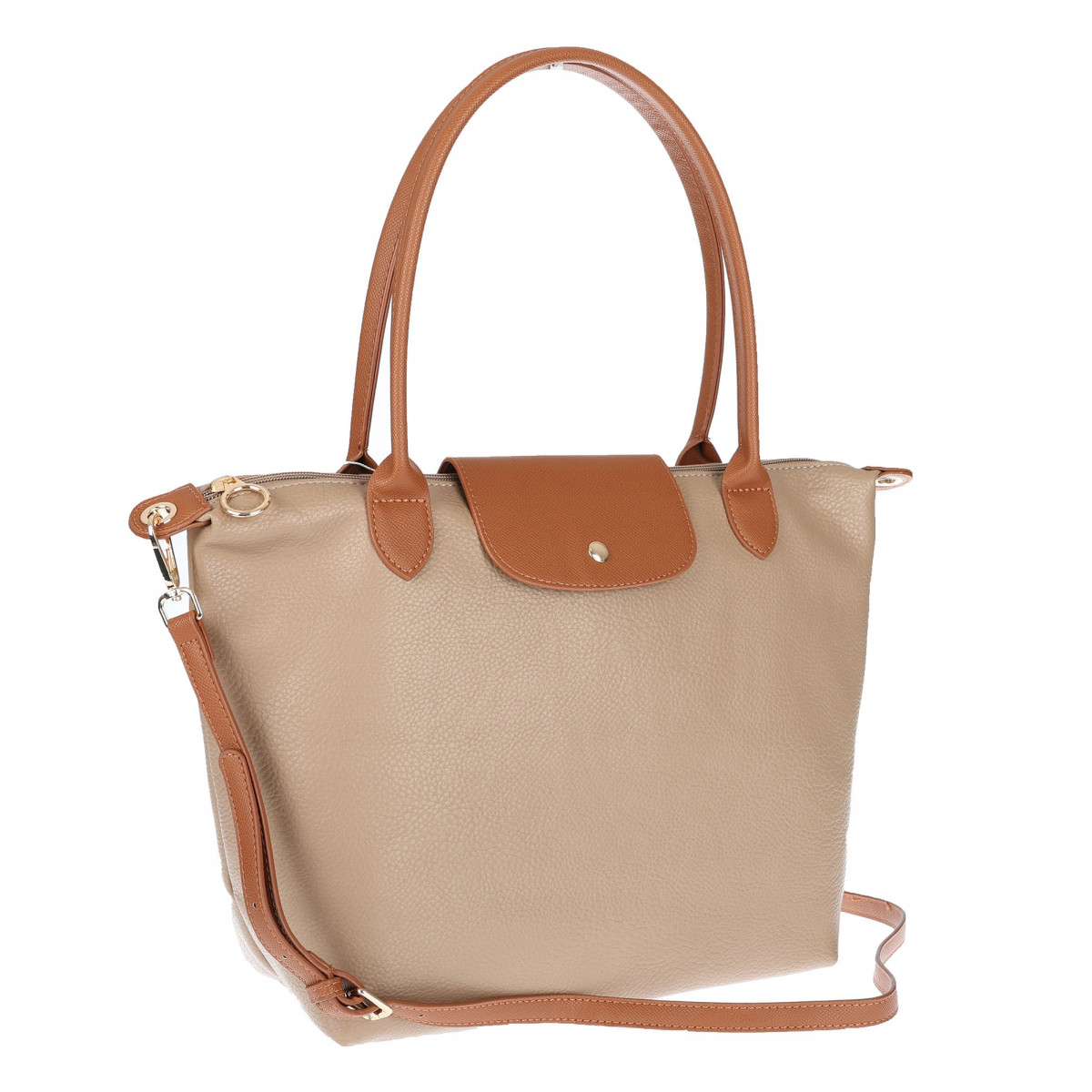 Torebka Damska Shopperka Pojemna A4 Modna Torba Listonoszka PU682 Beżowa