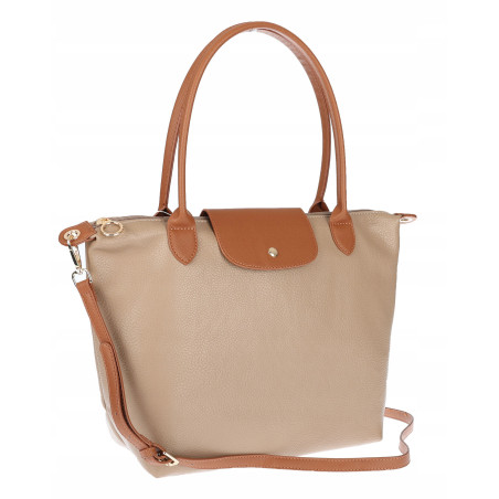 Torebka Damska Shopperka Pojemna A4 Modna Torba Listonoszka PU682 Beżowa