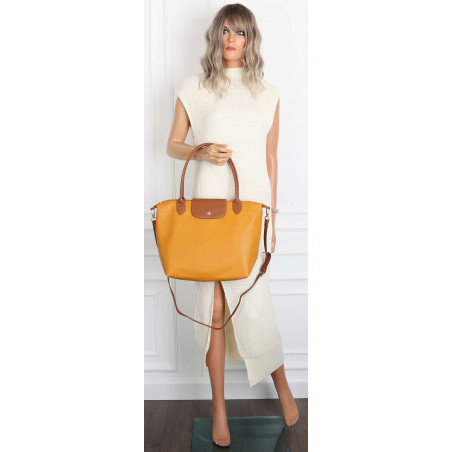 Torebka Damska Shopperka Pojemna A4 Modna Torba Listonoszka PU682 Żółta