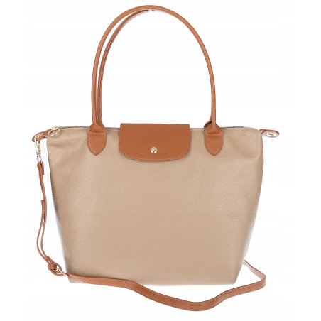 Torebka Damska Shopperka Pojemna A4 Modna Torba Listonoszka PU682 Beżowa