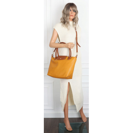 Torebka Damska Shopperka Pojemna A4 Modna Torba Listonoszka PU682 Żółta