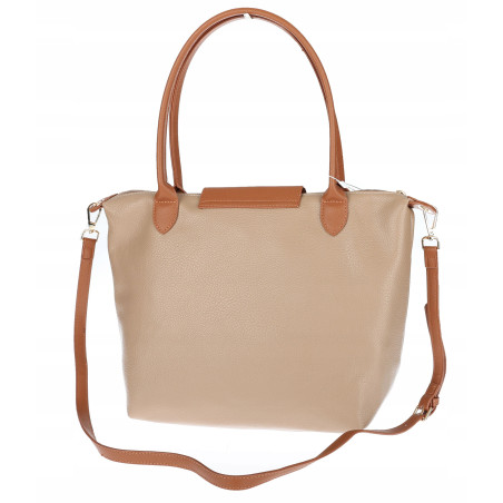Torebka Damska Shopperka Pojemna A4 Modna Torba Listonoszka PU682 Beżowa