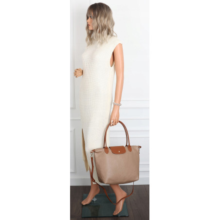 Torebka Damska Shopperka Pojemna A4 Modna Torba Listonoszka PU682 Beżowa
