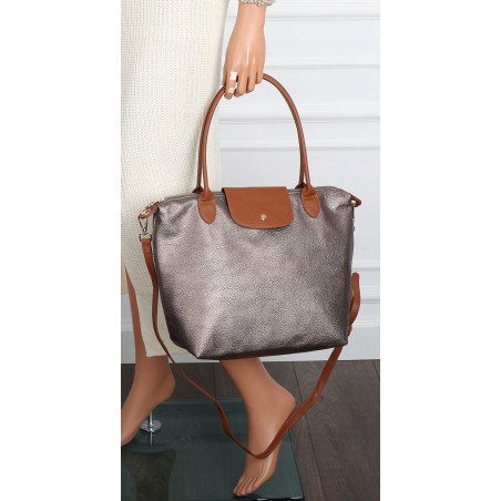 Torebka Damska Shopperka Pojemna A4 Modna Torba Listonoszka PU682 Srebrna