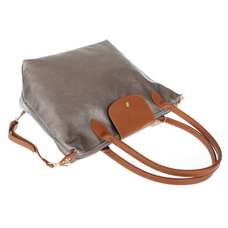 Torebka Damska Shopperka Pojemna A4 Modna Torba Listonoszka PU682 Srebrna