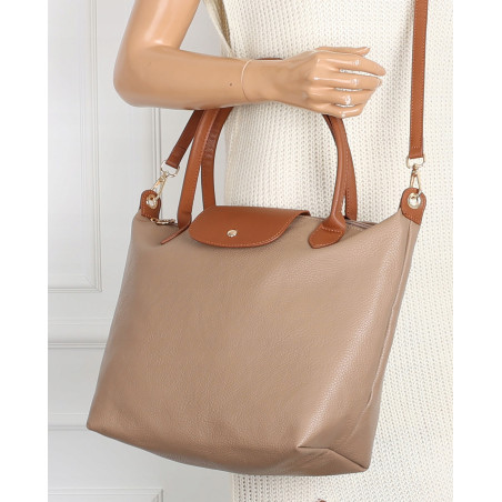 Torebka Damska Shopperka Pojemna A4 Modna Torba Listonoszka PU682 Beżowa